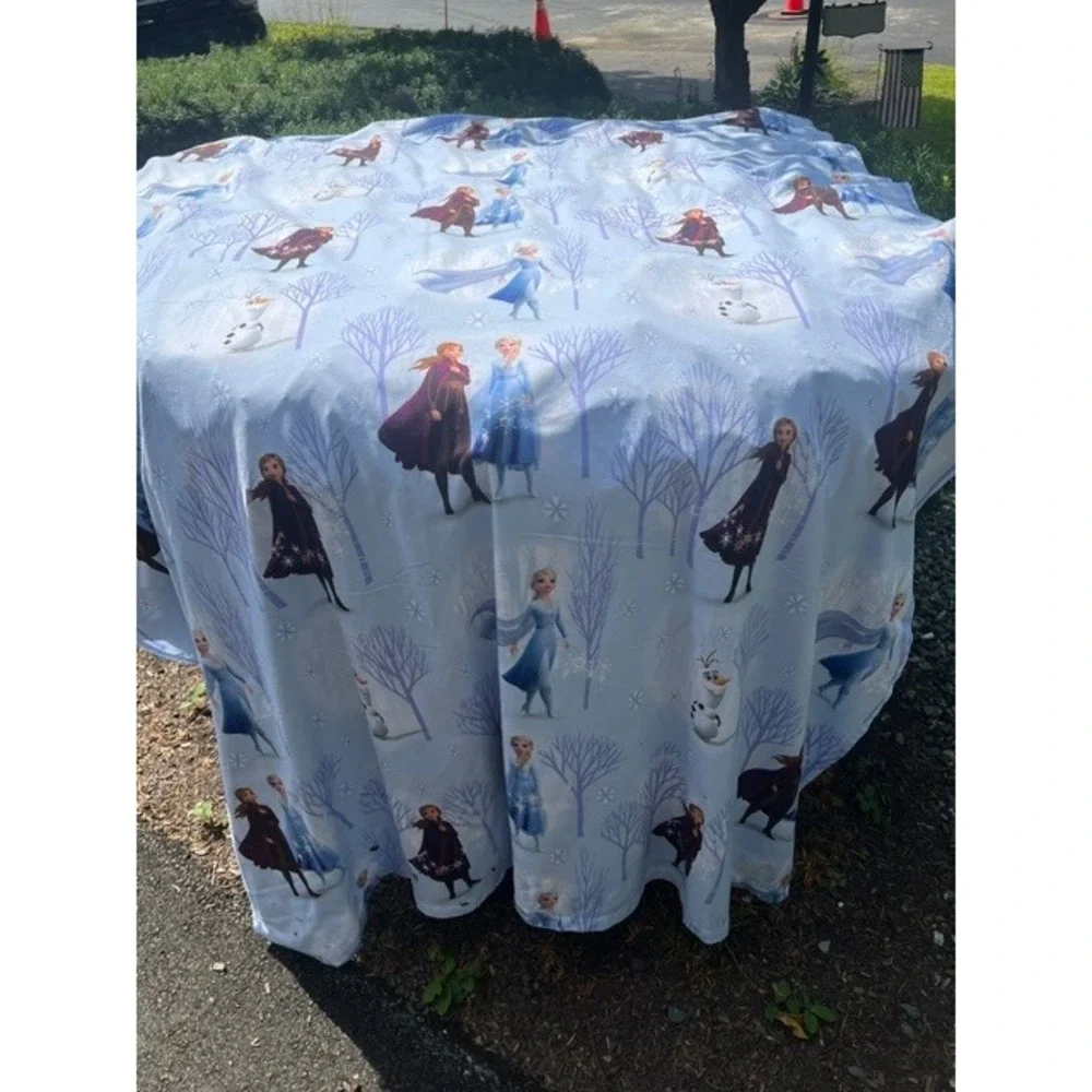 Disney Frozen II Blanket Throw 64x184 Blue EUC Anna Elsa Olaf Winter Forest 2019